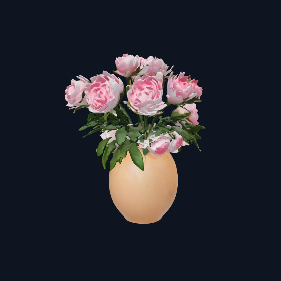Pink Peonies in Rustic Vase model pack